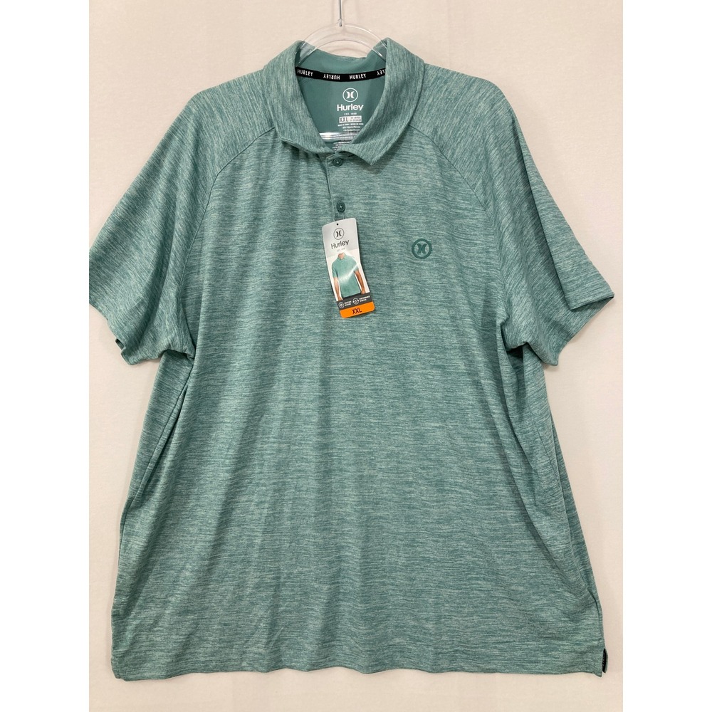 New Hurley Polo Shirt XXL Teal Green Performance Stretch Moisture Wicking Active